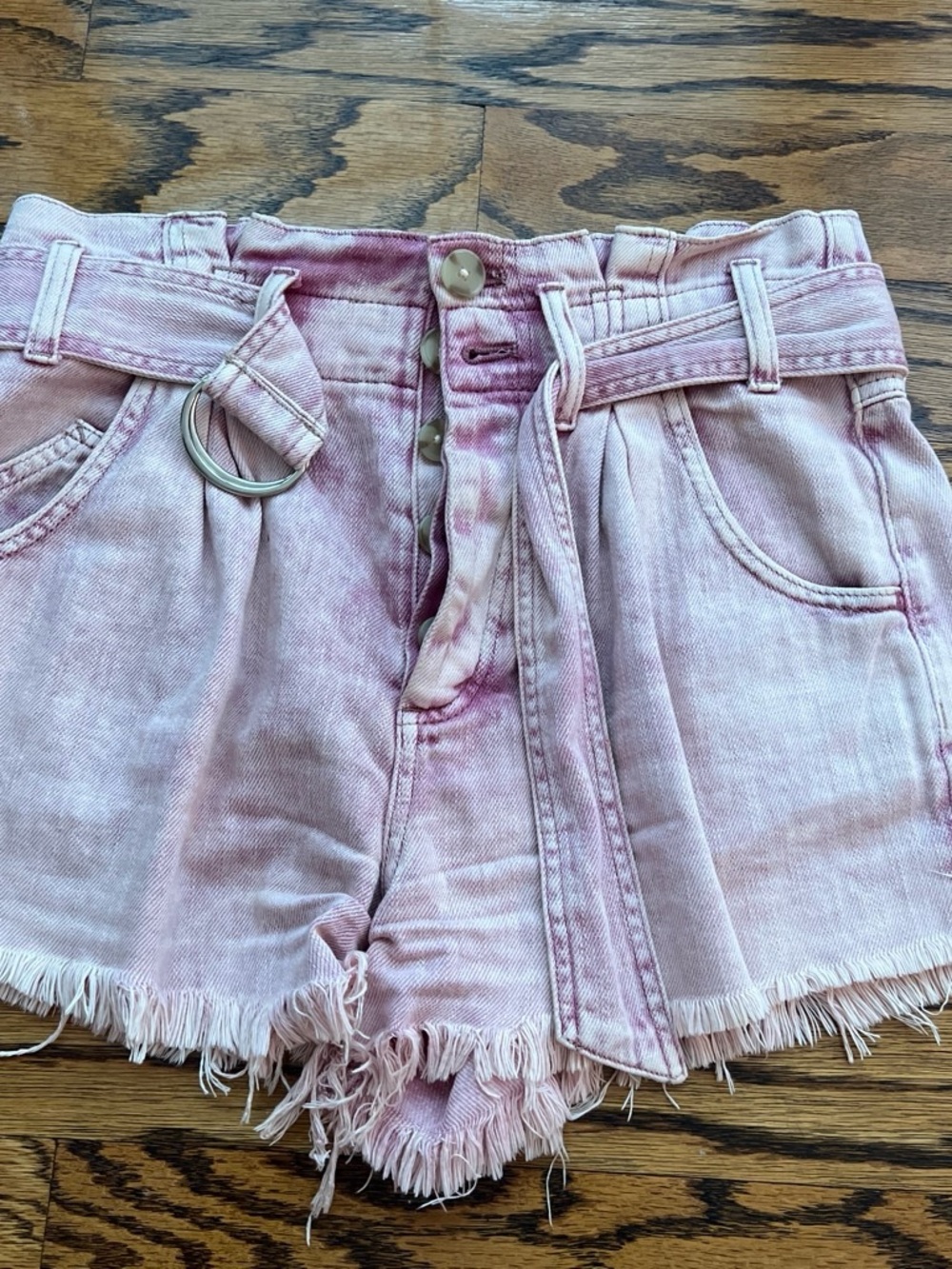 We The Free Women's Pink Pleated Jean Shorts